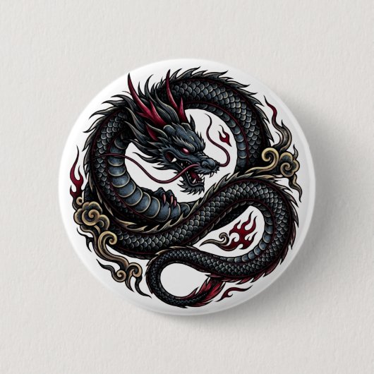 Woeste Vuurdraak Ronde Knop 🐉🔥 FantasyButton Button 5,7 Cm (Voorkant)