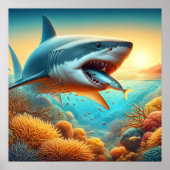 Woeste wateren: een haai brult poster (Voorkant)