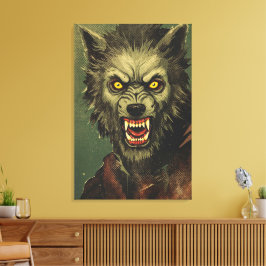 Woeste Weerwolf Horror Illustratie Canvas Afdruk