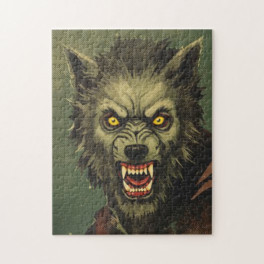 Woeste Weerwolf Horror Illustratie Legpuzzel (Verticaal)