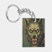 Woeste Weerwolf Horror Illustratie Sleutelhanger (Voorkant Links)