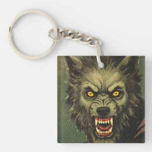 Woeste Weerwolf Horror Illustratie Sleutelhanger
