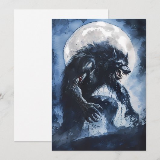 Woeste weerwolf Waterverf vakantie Kaart (Voorkant / Achterkant)