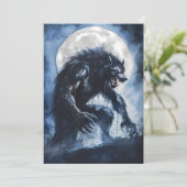 Woeste weerwolf Waterverf vakantie Kaart (Staand voorkant)