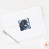Woeste weerwolf Waterverf Vierkante Sticker (Envelop)