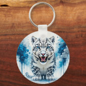 Woeste witte luipaard charme accessoire cadeau sleutelhanger (Voorkant)