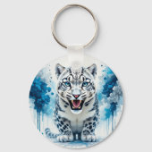 Woeste witte luipaard charme accessoire cadeau sleutelhanger (Achterkant)