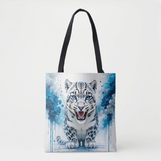 Woeste Witte Luipaard Tote Bag (Voorkant)