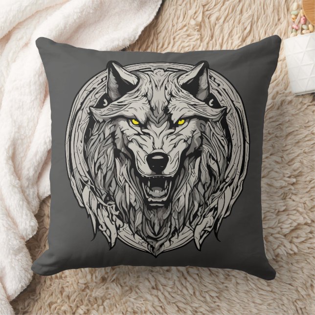 Woeste Wolf Mandala: Symbool van Kracht Kussen (Deken)