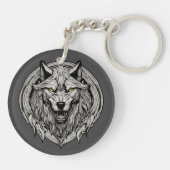 Woeste Wolf Mandala: Symbool van Kracht Sleutelhanger (Achterkant)