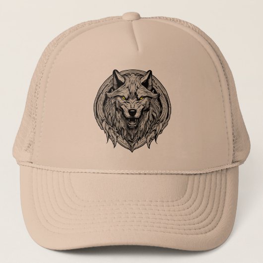 Woeste Wolf Mandala: Symbool van Kracht Trucker Pet (Voorkant)