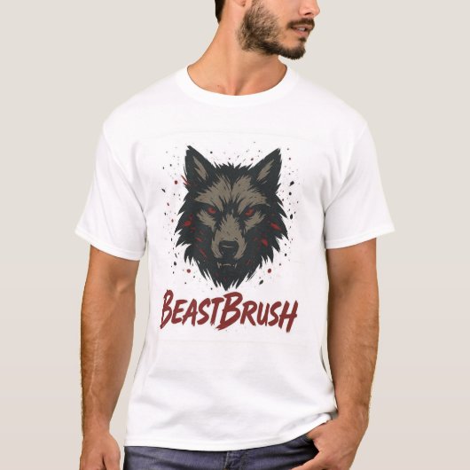 Woeste Wolfskop in Kunst met Krachtige Penseelstre T-shirt (Voorkant)