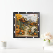 Woestijn Autumn Ranch Life Vierkante Klok (Huis)