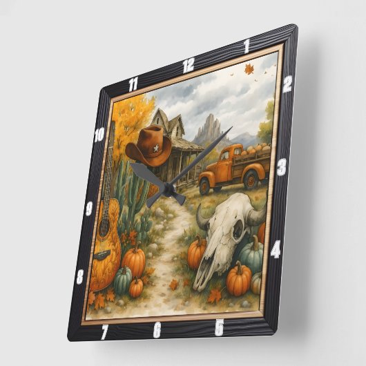 Woestijn Autumn Ranch Life Vierkante Klok (Hoek)