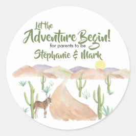 Woestijn avontuur begint met Succulent Boho Baby s Ronde Sticker