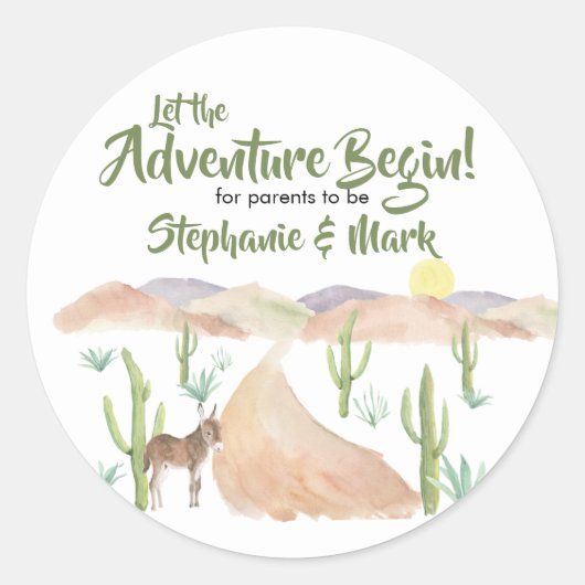 Woestijn avontuur begint met Succulent Boho Baby s Ronde Sticker (Voorkant)