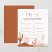 Woestijn Baby shower A-Z-gamekaart (Voorkant / Achterkant)