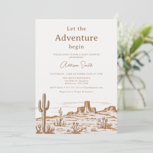  woestijn Baby shower uitnodiging (Staand voorkant)