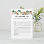 Woestijn Baby Shower Wie Kent Moeders Best Spelkaa Kaart (Staand voorkant)