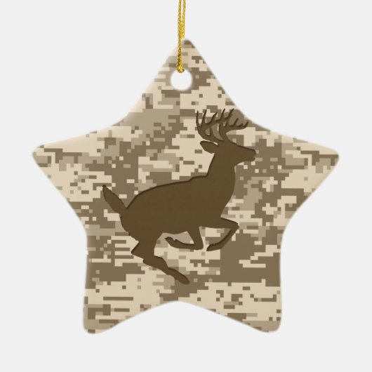 Woestijn Beige Digitale Camouflage Herten Camo Pat Keramisch Ornament (Voorkant)
