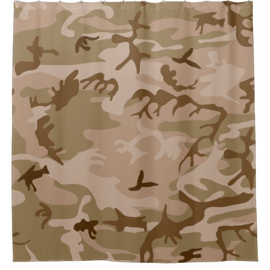 Woestijn Beige Tan Bruin Olijfgroen Camo Camouflag Douchegordijn (Voorkant)