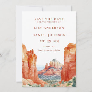 Woestijn Berg Watercolor Bestemming Trouwdag Save The Date