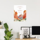 Woestijn Berg Waterverf Bruiloft Welkomstbord Poster (Thuiskantoor)