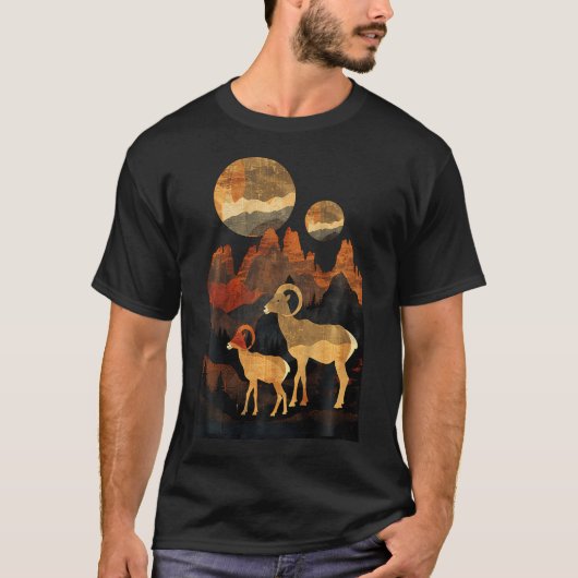 Woestijn Bergen Canyons Dikhoornschaap T-shirt (Voorkant)