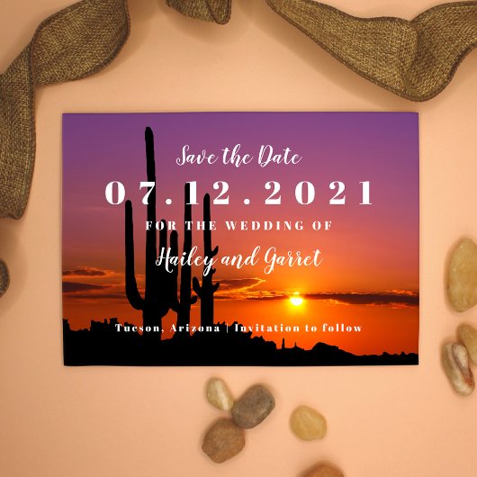 Woestijn bij zonsondergang Landschap Save the Date RSVP Kaartje