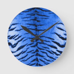 Woestijn Blauw Tijger Vel Print Ronde Klok