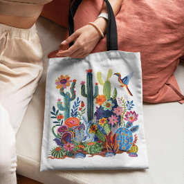 Woestijn bloeit bloemensymfonie tote bag