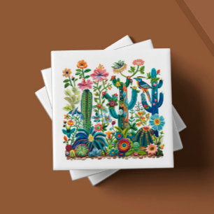 Woestijn bloeit geborduurd Eden Tegeltje