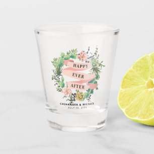 Woestijn bloeit krans bruiloft shot glas