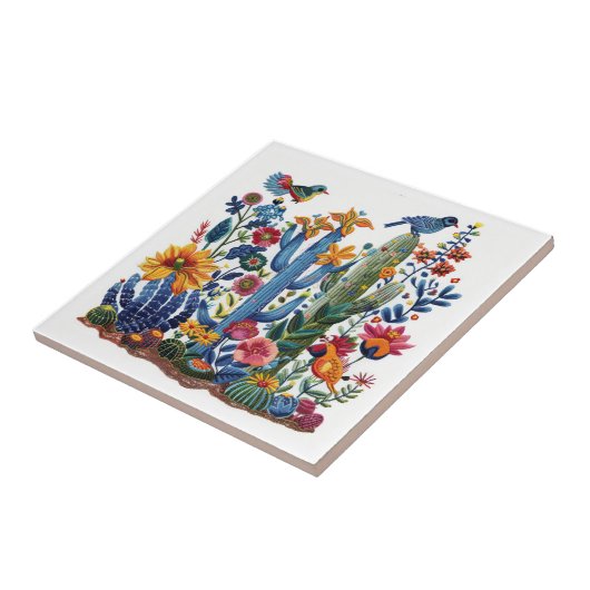 Woestijn bloeit Saguaro Serenade Tegeltje (Zijkant)