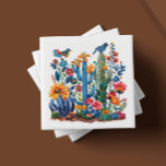 Woestijn bloeit Saguaro Serenade Tegeltje<br><div class="desc">Welkom bij het kunstenaarschap van 'Desert Blooms Saguaro Serenade', een van de zes boeiende keramische tegel design uit ons gekoesterde collectie. Elke tegel is een ambachtelijke weergave van het levendige ecosysteem van de woestijn, met een weelderig ensemble van cactussen, bloesems en fauna weergegeven in een caleidoscoop van rijke, tactiele kleuren....</div>