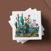 Woestijn bloeit weelderige luchtspiegeling tegeltje