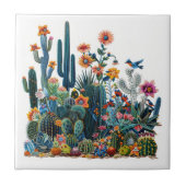 Woestijn bloeit weelderige luchtspiegeling tegeltje (Voorkant)