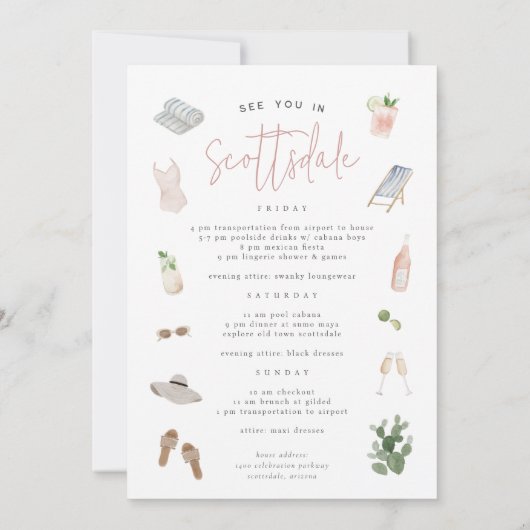 Woestijn Boho Bachelorette Weekend Itinerary en Kaart (Achterkant)