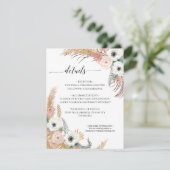 Woestijn Boho Bloemenpampas Grass Foliage Wedding Kaart (Staand voorkant)