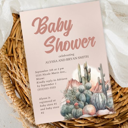 Woestijn Boho Chic Cactus Terracotta Baby Shower Kaart