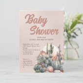 Woestijn Boho Chic Cactus Terracotta Baby Shower Kaart (Staand voorkant)