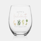 Woestijn Boho Persoonlijke Bachelorette Feestje Wijnglas Zonder Voet (Voorkant)