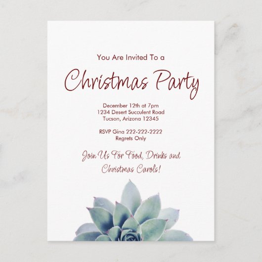 Woestijn Botanisch Succulent Kerstfeest Uitnodiging Briefkaart (Voorkant)
