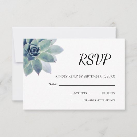 Woestijn Botanische Elegante Sappige Bruiloft RSVP Kaartje (Voorkant)