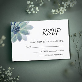 Woestijn Botanische Elegante Sappige Bruiloft RSVP Kaartje