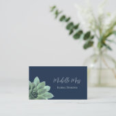 Woestijn Botanische Succulent Elegant Marine Blauw Visitekaartje (Staand voorkant)
