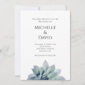 Woestijn Botanische Succulente Elegante Bruiloft Kaart (Voorkant)