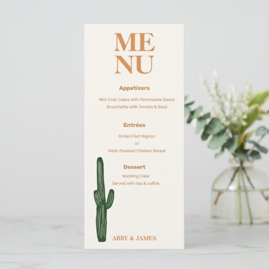 Woestijn bruiloft menu (Staand voorkant)