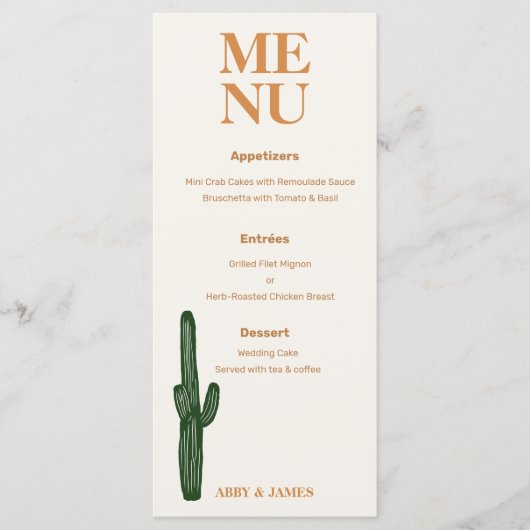 Woestijn bruiloft menu (Voorkant)