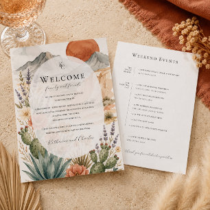 Woestijn Bruiloft Welkomstkaart Weekend Activite Menu